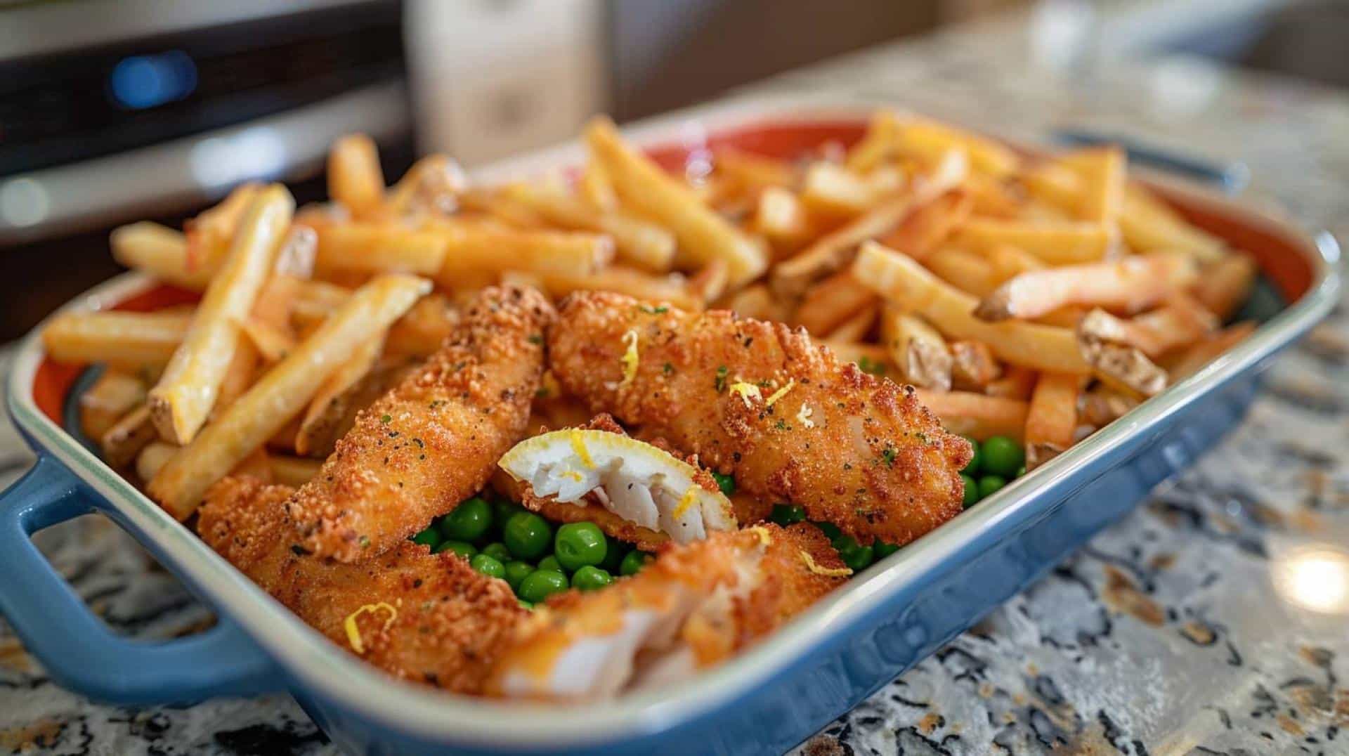 Airfryer Recipe: Crispy Fish Fingers, Crunchy Fries, and Flavorful Peas