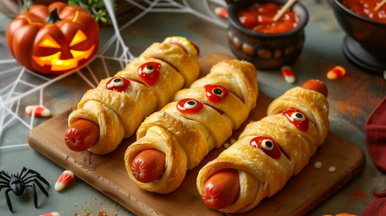 Recipe: Mummy Hot Dogs – Quick and easy hot dogs wrapped in crescent rolls to look like mummies