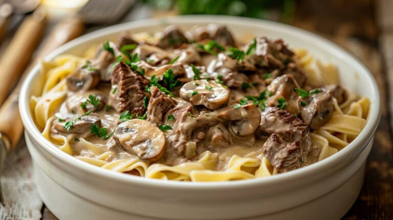 Recipe: One-Pot Beef Stroganoff – Savory beef with mushrooms in a creamy sauce over noodles