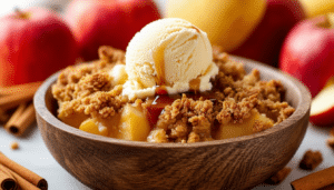 enjoy a delightful and healthier twist on a classic dessert with our air fryer apple crisp recipe. perfectly spiced apples topped with a crunchy oat crumble, all made effortlessly in your air fryer for a quick and easy treat!