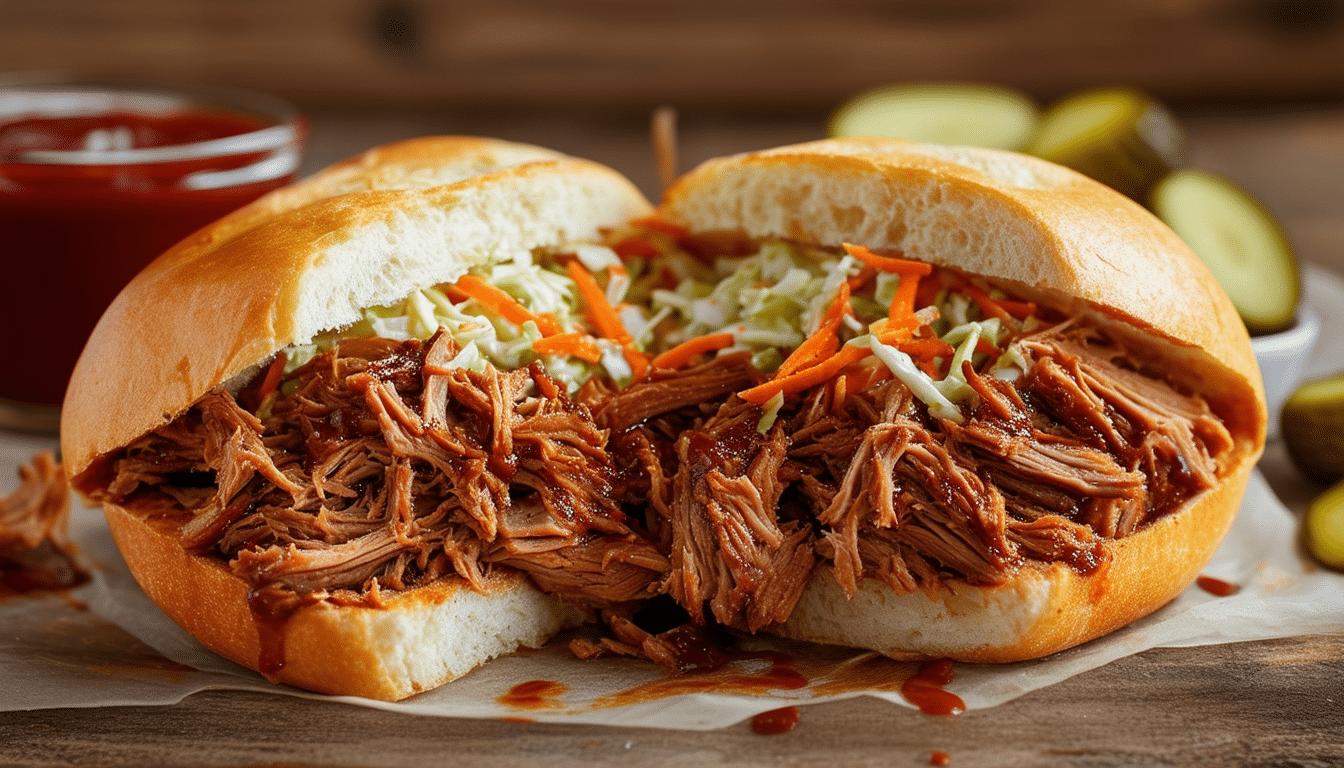 indulge in the mouthwatering flavor of our air fryer bbq pulled pork sandwich! tender, juicy pulled pork is perfectly cooked in the air fryer, infused with smoky bbq sauce, and served on a toasted bun. ideal for a quick meal or a crowd-pleasing treat, this recipe strikes the perfect balance between convenience and deliciousness.