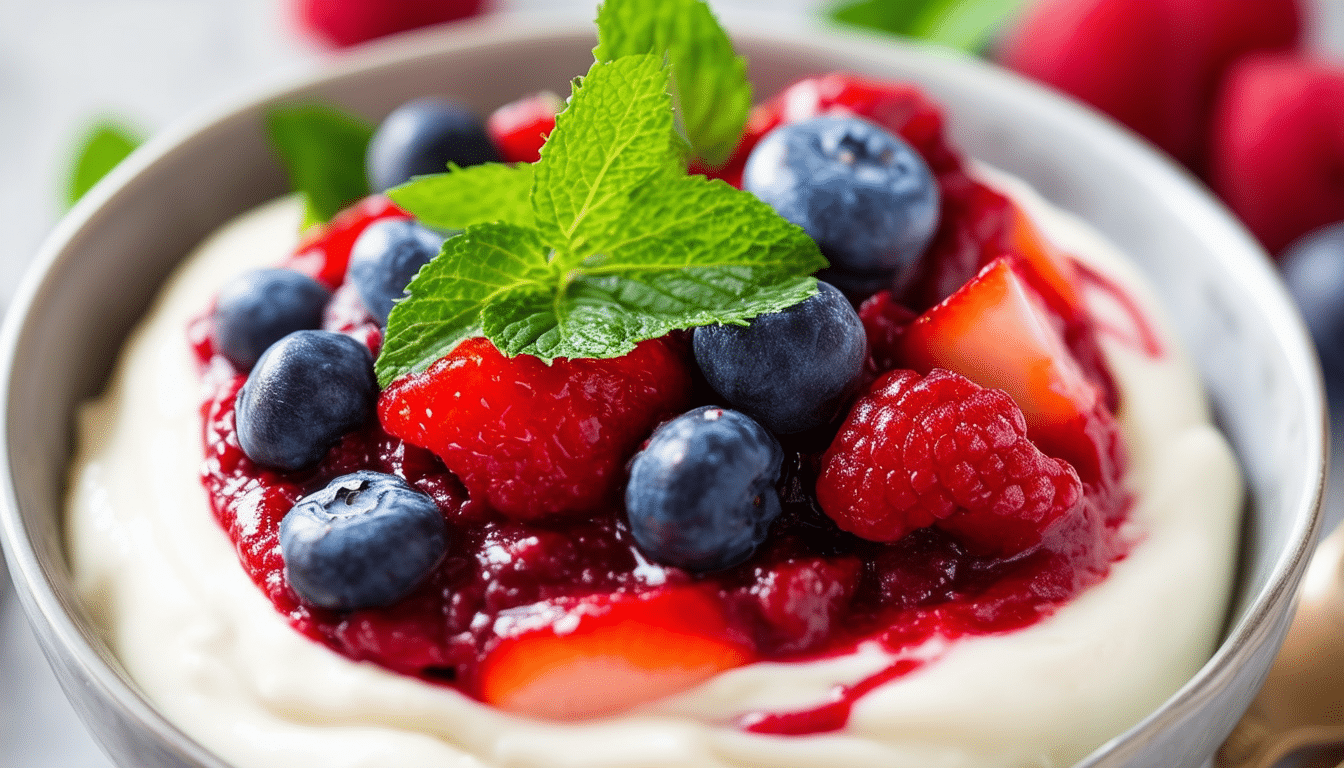 indulge in a delightful air fryer berry compote served over creamy yogurt. this easy and healthy dessert combines the natural sweetness of berries with the rich texture of yogurt, creating a perfect treat for breakfast or a light snack. quick to prepare and bursting with flavor, it's the ideal way to enjoy fresh fruits!