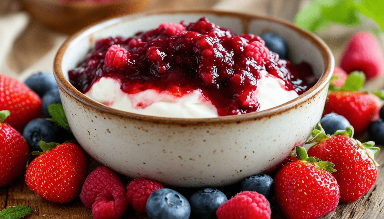 indulge in a deliciously healthy treat with our air fryer berry compote over yogurt. this easy recipe combines fresh berries cooked to perfection in an air fryer, served atop creamy yogurt for a delightful breakfast or snack. perfectly sweetened and bursting with flavor, it's a guilt-free option for berry lovers. try it today!