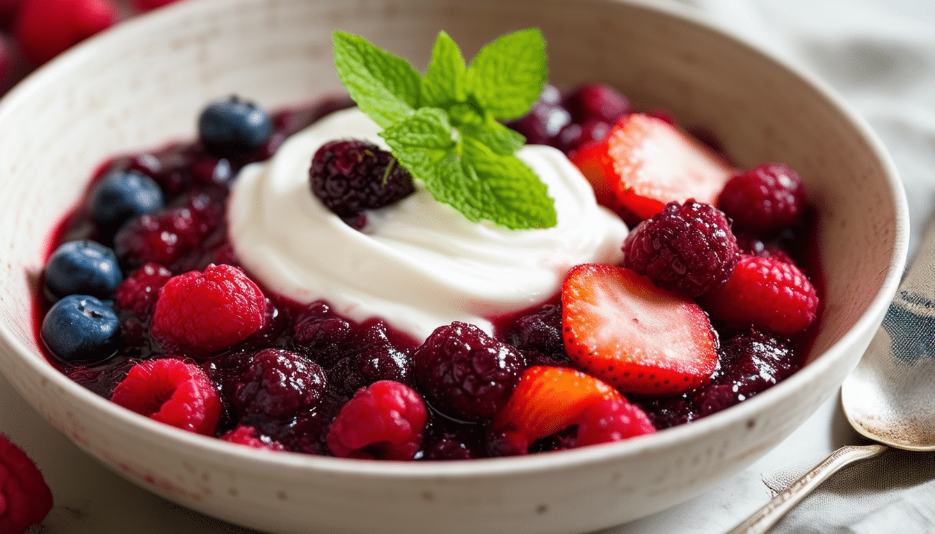 delight in a quick and healthy dessert with our air fryer berry compote over yogurt. this easy recipe combines the sweet, juicy flavors of mixed berries cooked to perfection in an air fryer, served atop creamy yogurt for a delightful treat that's both nutritious and satisfying.