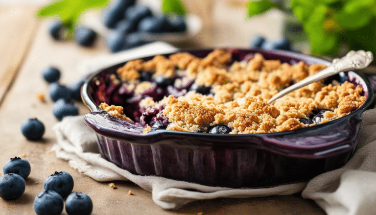 discover the perfect air fryer blueberry crumble recipe! indulge in a deliciously crispy topping and juicy blueberries, all cooked to perfection in your air fryer. a quick and easy dessert that's sure to impress!