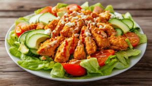 enjoy a delicious and healthy twist on classic buffalo chicken with this air fryer buffalo chicken salad. packed with tender, spicy chicken, fresh greens, and your favorite toppings, this salad is perfect for a quick lunch or dinner. try it today for a flavorful and guilt-free meal!