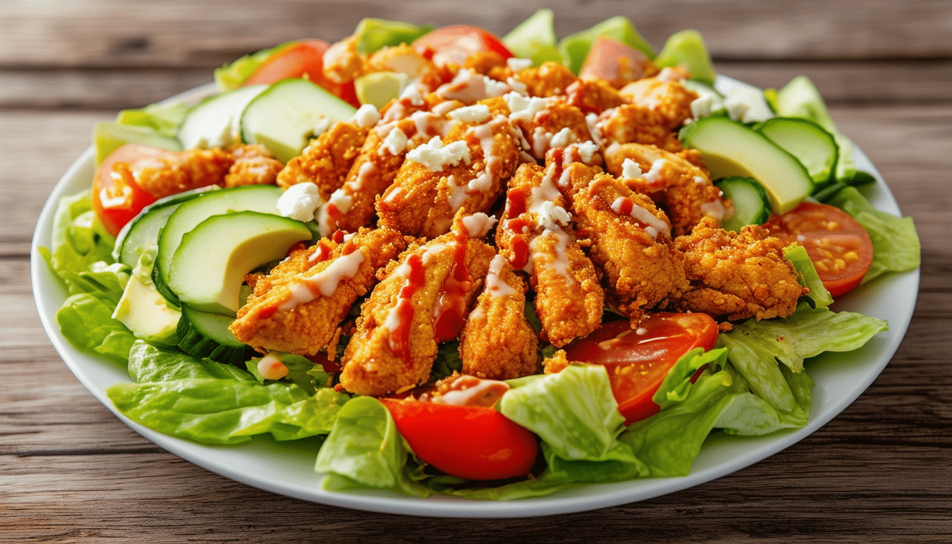 enjoy a delicious and healthy twist on classic buffalo chicken with this air fryer buffalo chicken salad. packed with tender, spicy chicken, fresh greens, and your favorite toppings, this salad is perfect for a quick lunch or dinner. try it today for a flavorful and guilt-free meal!