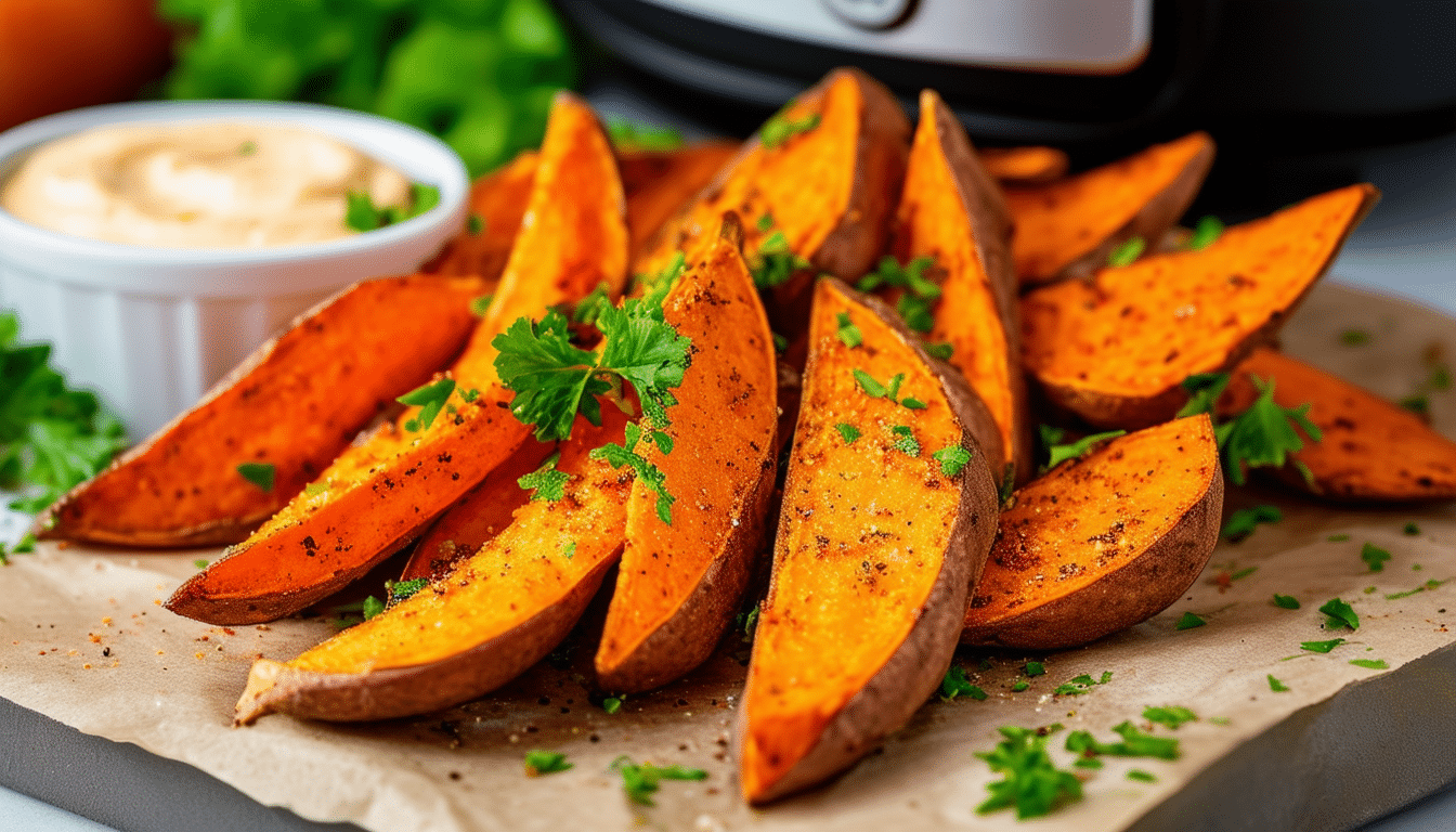 discover the perfect blend of flavors with our air fryer cajun sweet potato wedges! crispy, spicy, and healthy, these delicious wedges are the ideal side dish or snack that brings the taste of new orleans right to your kitchen. easy to prepare and packed with flavor!