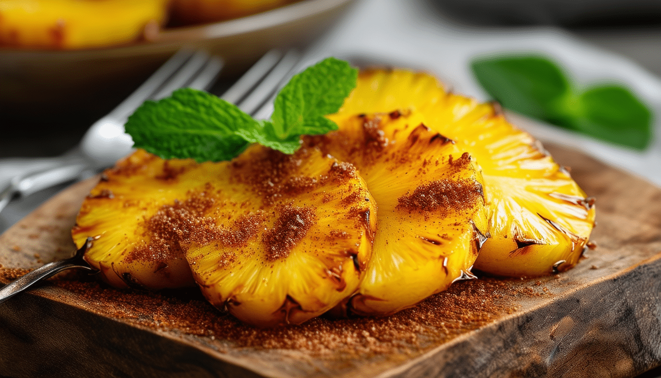discover the delightful flavors of air fryer caramelized pineapple, a quick and easy recipe that transforms fresh pineapple into a sweet, caramelized treat. perfect for desserts or a tasty snack, this dish is effortlessly made in your air fryer, bringing out the natural sweetness of the fruit while adding a delicious caramel crunch.