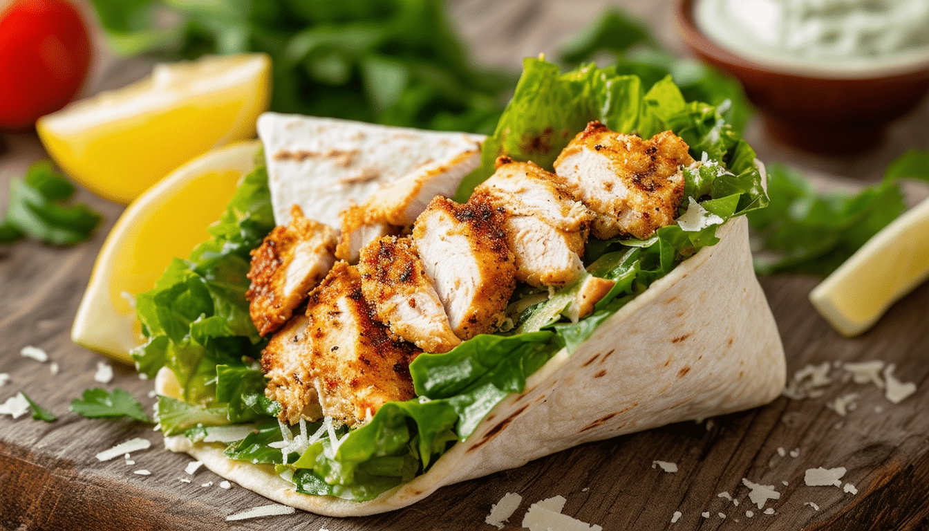 discover the deliciousness of our air fryer chicken caesar wrap! this easy-to-make recipe combines tender air-fried chicken, crisp romaine lettuce, creamy caesar dressing, and a sprinkle of parmesan, all wrapped in a warm tortilla. perfect for a quick lunch or a satisfying dinner!
