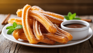 indulge in the deliciousness of air fryer churros with chocolate sauce! this easy recipe offers a healthier twist on the classic treat, combining crispy, golden churros with rich chocolate for an irresistible dessert. perfect for sharing or enjoying on your own!