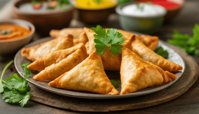 discover the delightful taste of air fryer curried vegetable samosas! these crispy, golden pastries are filled with a savory blend of spiced vegetables, making them a perfect appetizer or snack. easy to prepare and healthier than traditional fried samosas, they offer a mouthwatering crunch without the guilt. serve with your favorite chutney for an irresistible treat!