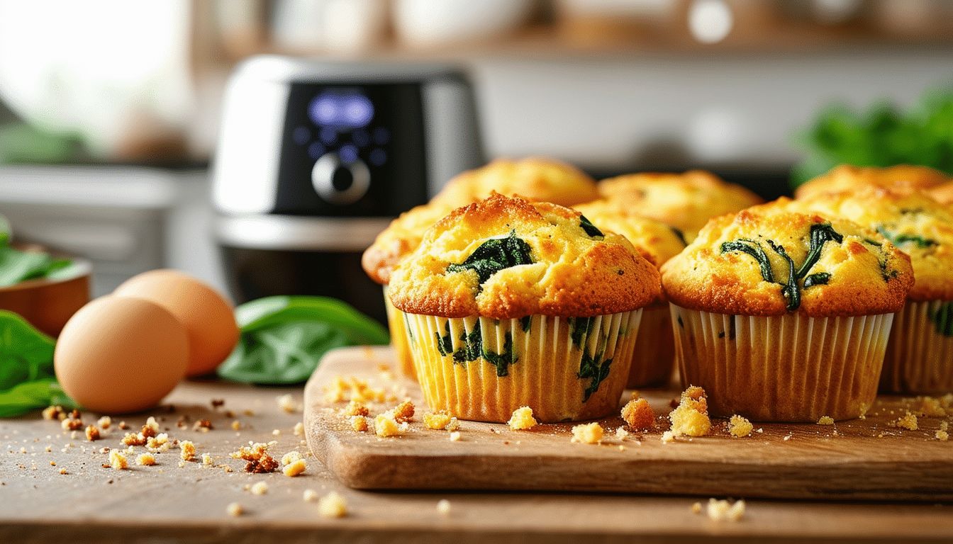 discover the deliciousness of air fryer egg and spinach muffins! this healthy, easy-to-make recipe combines nutritious spinach and fluffy eggs, perfect for a quick breakfast or snack. enjoy a tasty way to fuel your day!