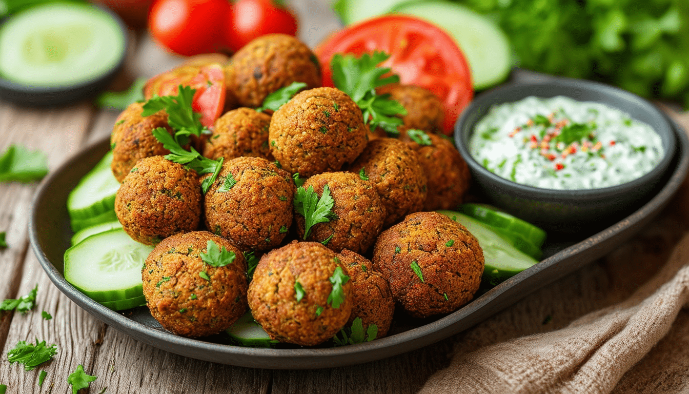 discover the crispy delight of air fryer falafel paired with a creamy tzatziki sauce. this healthy, easy-to-make recipe brings a mediterranean twist to your table, perfect for a snack or a satisfying meal.