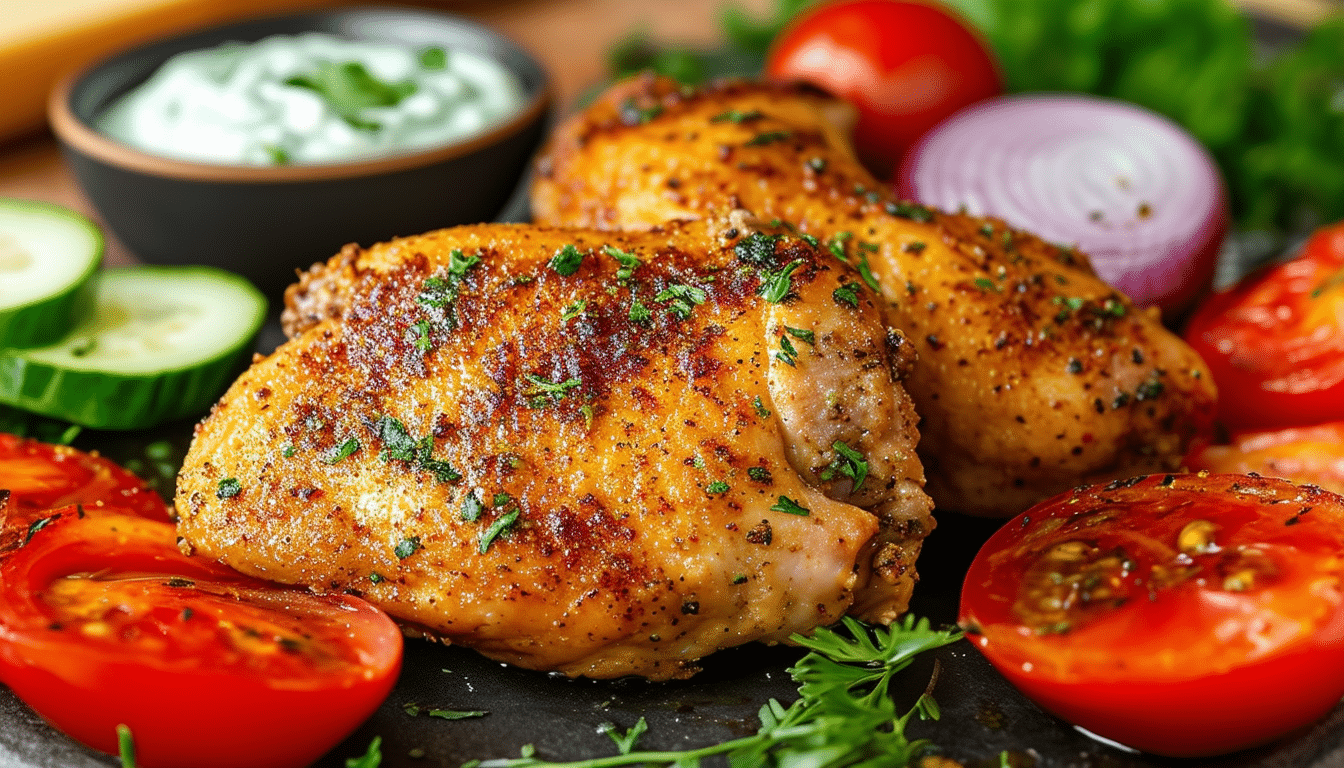discover the deliciousness of air fryer greek chicken thighs, a quick and healthy recipe bursting with mediterranean flavors. perfectly crispy on the outside and juicy on the inside, this dish is easy to prepare and sure to impress your family and friends!