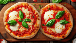 discover the deliciousness of air fryer margherita pizzas! quick, easy, and perfectly crispy, this recipe combines fresh tomatoes, mozzarella, and basil, all made effortlessly in your air fryer. ideal for a weeknight dinner or a fun family meal!