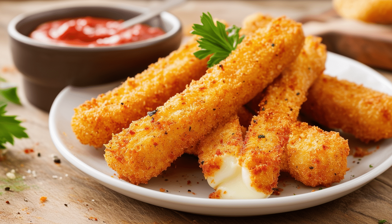deliciously crispy air fryer mozzarella sticks that are easy to make and perfect for snacking! enjoy the gooey cheesy goodness with a healthy twist. ideal for parties, game days, or a quick appetizer!