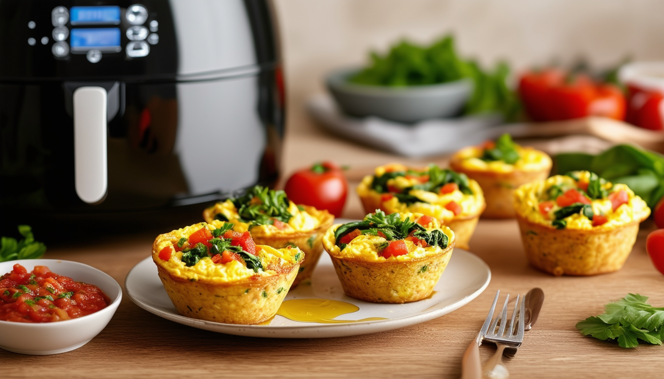 discover the simplicity and deliciousness of air fryer omelette cups! perfect for a quick breakfast or snack, these fluffy, customizable omelette cups are made in minutes using your favorite ingredients. enjoy a healthy, hassle-free meal with just an air fryer and your creativity!