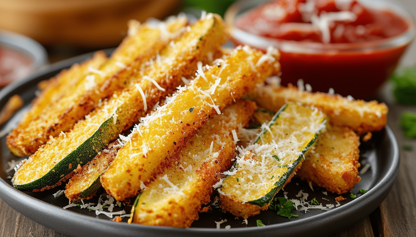 enjoy a healthier twist on a classic favorite with these air fryer parmesan zucchini fries. crispy, golden, and packed with flavor, these delicious fries are perfect as a snack or side dish. discover how easy it is to make this light and tasty treat using your air fryer!