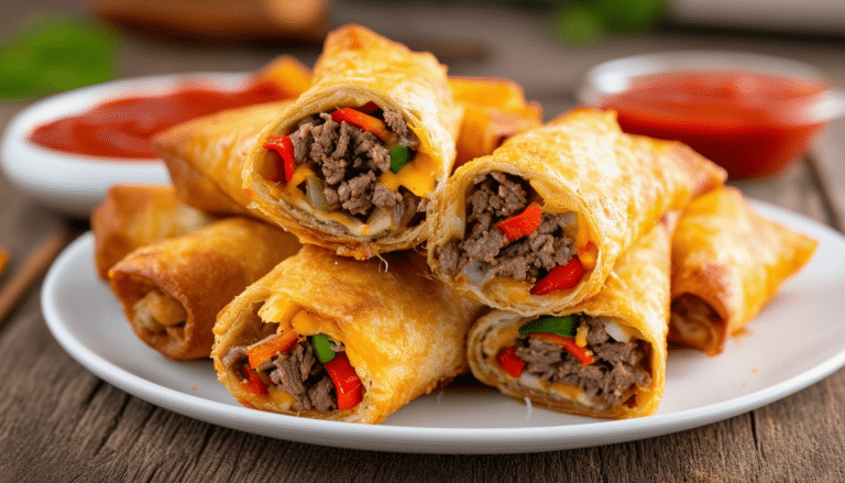 discover a delicious twist on a classic favorite with these air fryer philly cheesesteak egg rolls! crispy, golden brown wrappers filled with savory beef, melted cheese, and sautéed peppers and onions, these easy-to-make egg rolls are a perfect appetizer or snack for any occasion.