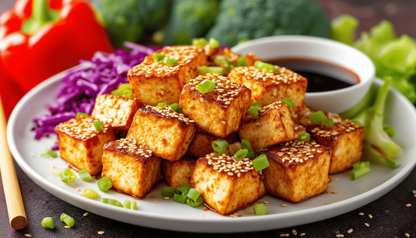 discover the delicious and healthy air fryer sesame tofu recipe! crispy on the outside and tender on the inside, this plant-based dish is packed with flavor and perfect for a quick meal or as a side dish. ideal for tofu lovers and those looking to eat healthier without sacrificing taste!