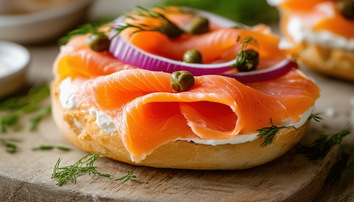 discover the ultimate breakfast delight with our air fryer smoked salmon bagels. crisp bagels topped with perfectly smoked salmon, cream cheese, and fresh toppings, all made effortlessly in your air fryer. a delicious and healthy start to your day!