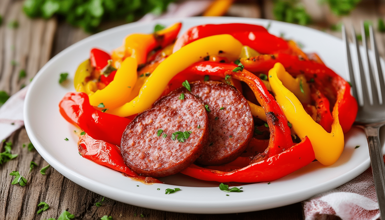 discover a delicious and easy recipe for air fryer smoked sausage and peppers. perfectly cooked sausage paired with vibrant peppers for a quick weeknight meal that's packed with flavor. ideal for busy families and health-conscious home cooks!
