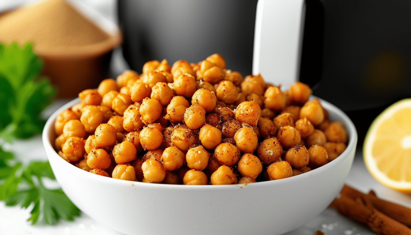 discover the delicious and healthy recipe for air fryer spiced chickpeas. perfectly crispy and bursting with flavor, these chickpeas make a fantastic snack or a savory addition to salads and bowls. try this easy-to-follow guide and enjoy a guilt-free treat!