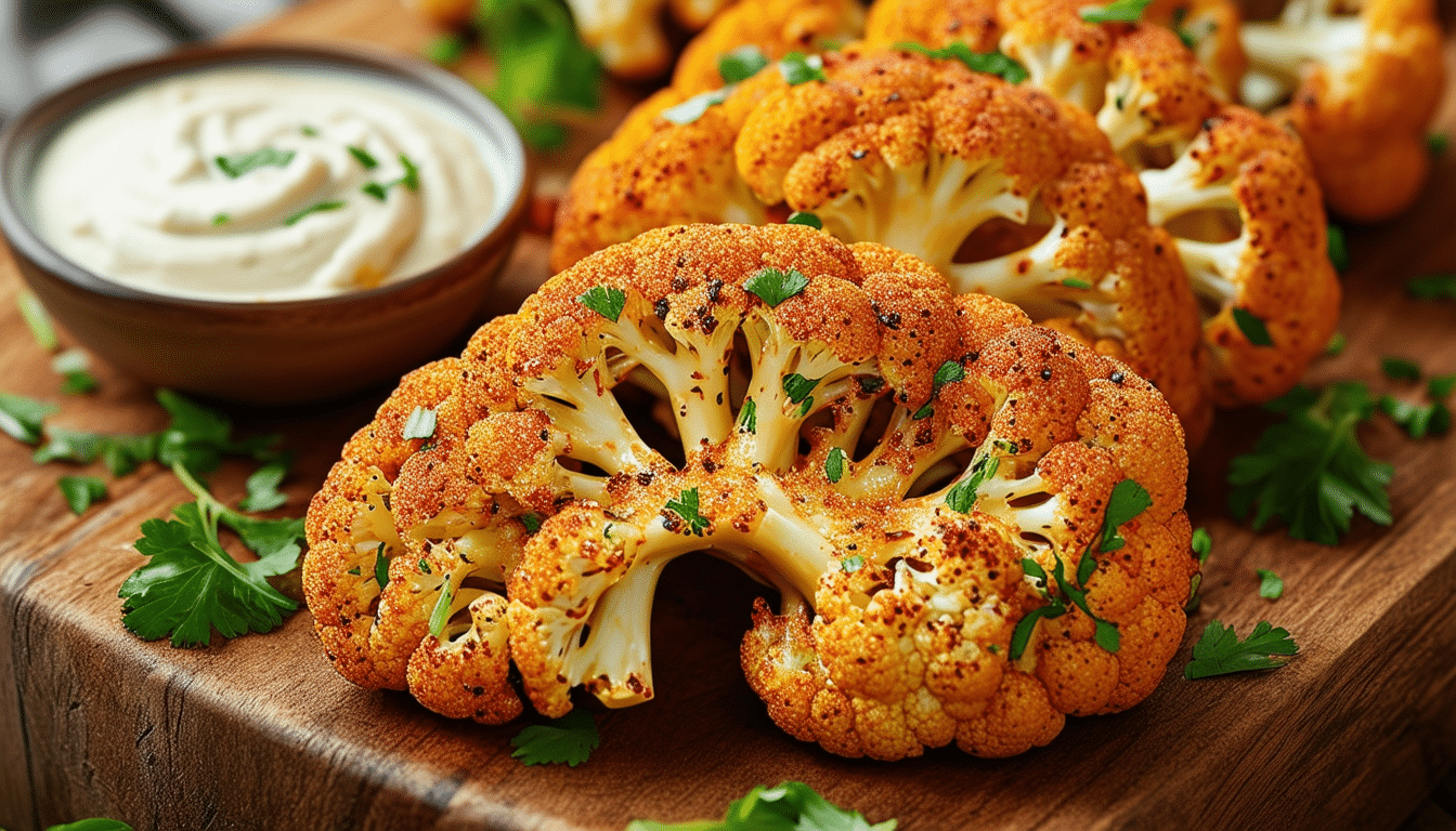 discover the bold flavors of air fryer spicy cauliflower steaks, a delicious and healthy vegetarian dish that's easy to prepare. perfectly seasoned and cooked to crispy perfection, these steaks make a fantastic main course or side dish for any meal.