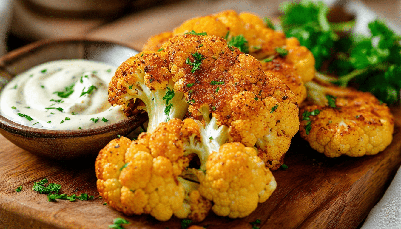 discover the ultimate air fryer spicy cauliflower steaks recipe! this easy and flavorful dish features tender cauliflower steaks seasoned with bold spices, perfectly cooked in the air fryer for a deliciously crispy texture. ideal for a healthy vegan meal or a tasty side dish, these steaks are both nutritious and satisfying.