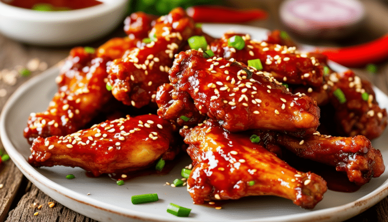 discover the irresistible flavor of air fryer spicy korean chicken wings! this quick and easy recipe combines tender chicken wings with a tangy spicy marinade, perfect for game nights or gatherings. enjoy a healthier version of your favorite appetizer, crispy on the outside and juicy on the inside. dive into this deliciously bold dish that's sure to impress!
