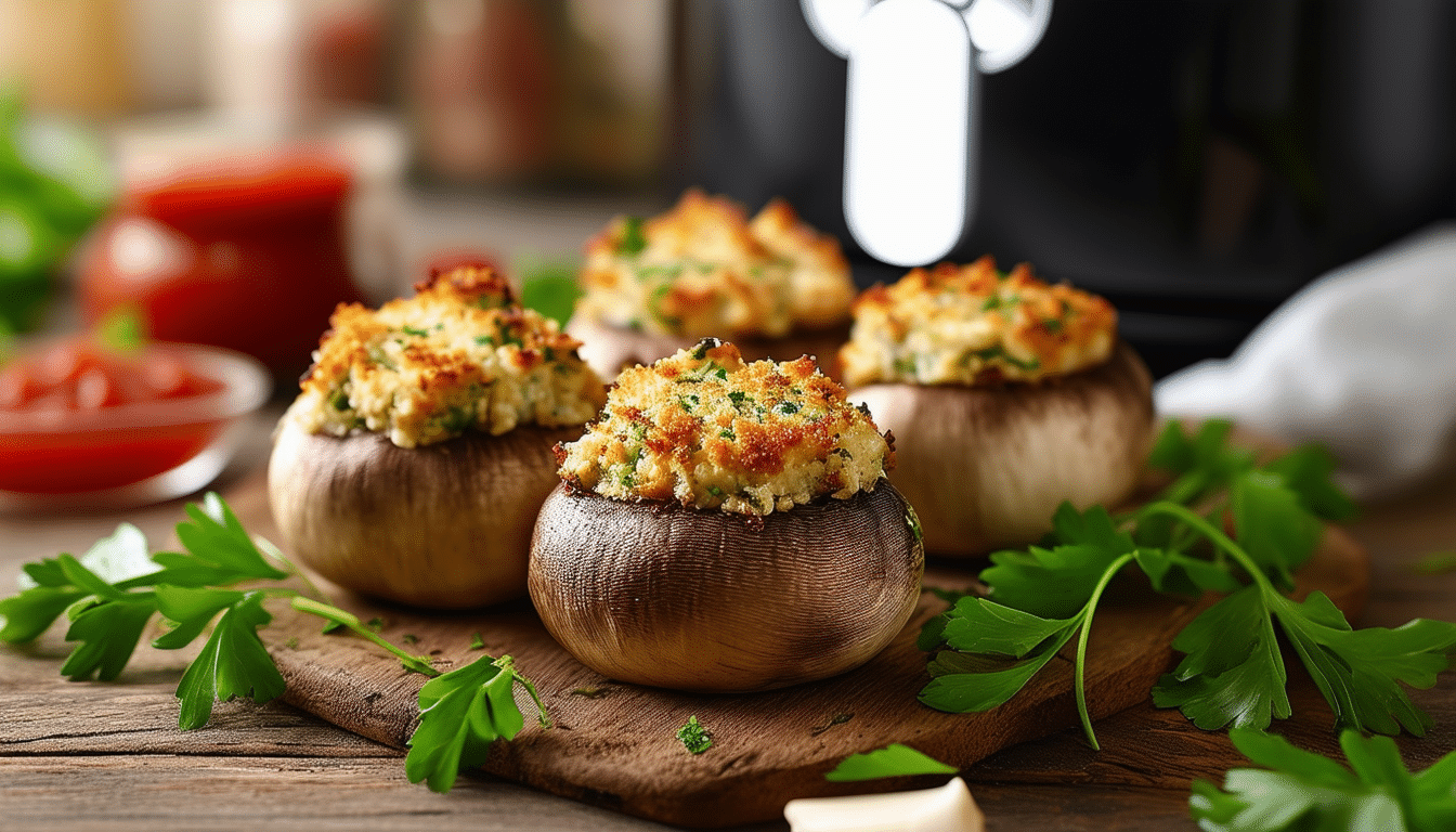discover a delicious and healthy twist on a classic appetizer with our air fryer stuffed mushrooms recipe. these savory mushrooms are packed with a flavorful filling and cooked to perfection in the air fryer for a crispy bite. ideal for parties or a cozy night in!