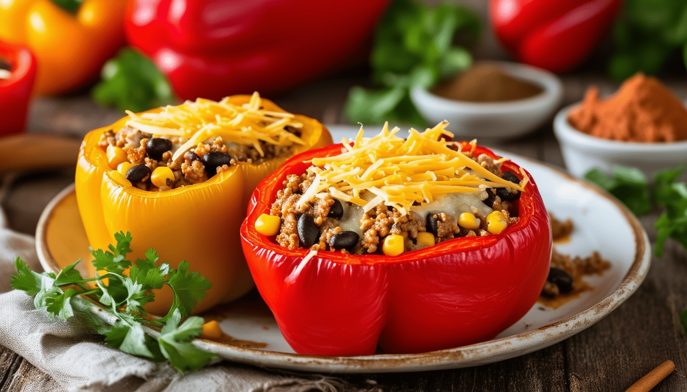 discover a delicious and healthy way to enjoy stuffed peppers with our air fryer stuffed peppers recipe! packed with flavor and cooked to perfection in the air fryer, these vibrant peppers are filled with a savory mixture of grains, protein, and spices. perfect for a quick weeknight dinner or a fun appetizer!