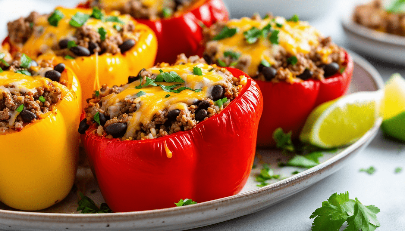 discover a delicious and healthy recipe for air fryer stuffed peppers that are quick to prepare and bursting with flavor. perfect for a weeknight dinner or meal prep, these stuffed peppers combine fresh vegetables, protein, and spices, all cooked to perfection in your air fryer.