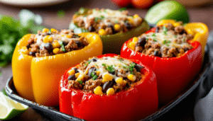 discover a delicious and healthy recipe for air fryer stuffed peppers that combines vibrant flavors and nutritious ingredients. perfect for an easy weeknight dinner, these stuffed peppers are quick to prepare and cook, delivering a satisfying meal in no time!