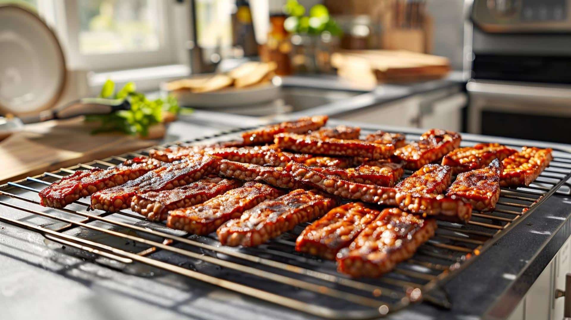 Air Fryer Vegan Jerky (made with marinated tempeh)