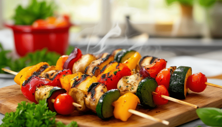 discover the deliciousness of air fryer veggie kabobs! perfectly grilled vegetables, bursting with flavor and cooked to perfection in your air fryer. a healthy and quick meal option for any occasion.