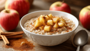 warm up your mornings with our apple cinnamon porridge! cooked oats mingled with sweet diced apples and fragrant cinnamon create a comforting bowl that's perfect for breakfast. enjoy a delicious and nutritious start to your day!