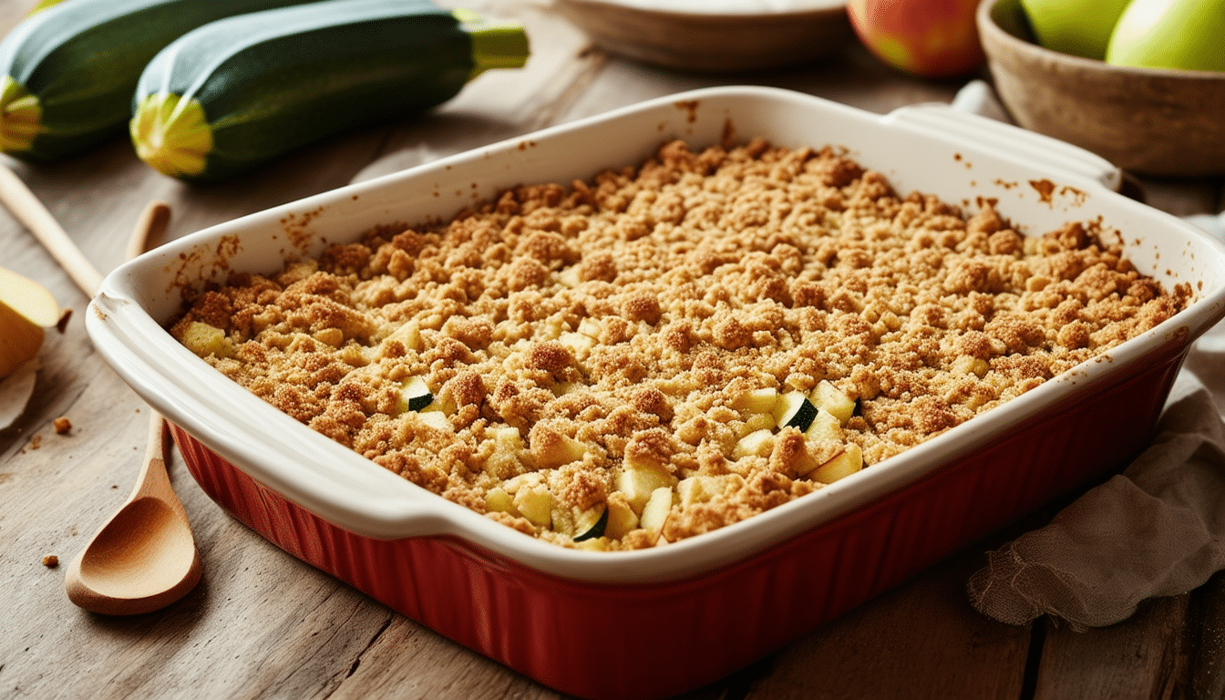 discover a delightful baked zucchini and apple crumble recipe that combines the freshness of seasonal zucchini with the sweetness of apples, topped with a crunchy oat crumble. perfect for a cozy dessert or a unique twist on traditional crumbles.