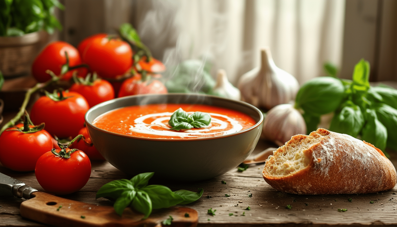 discover the warmth and indulgence of our 10-minute tomato basil soup, a recipe that promises to be the ultimate comfort food you'll crave throughout the year. quick to prepare and bursting with flavor, this dish is perfect for cozy nights or a quick lunch. dive into a bowl of this deliciousness today!