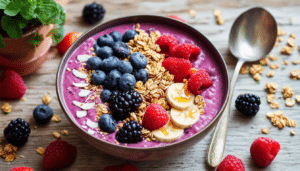 discover the ultimate breakfast solution with our healthy berry smoothie bowl! bursting with nutrients and flavor, this delicious recipe promises instant energy to kick-start your day. perfect for busy mornings, this bowl is a refreshing and satisfying way to fuel your body. try it today!