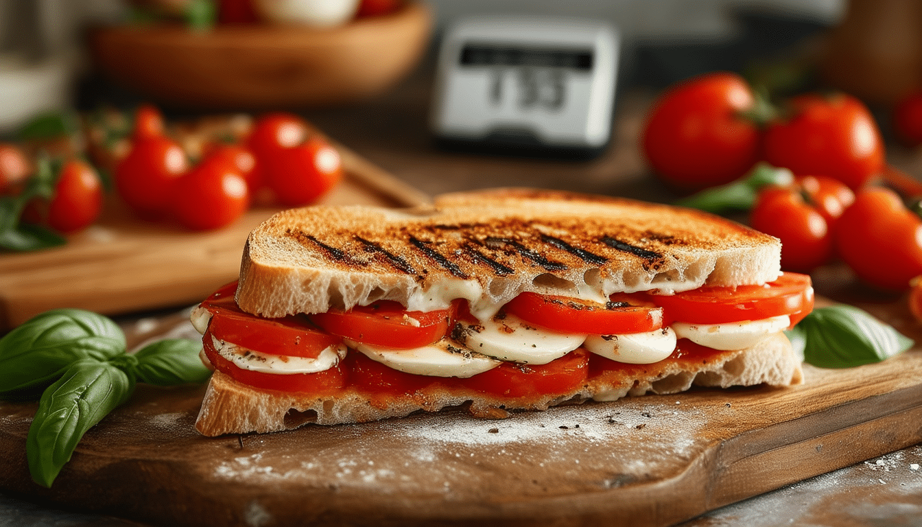 discover how to whip up a mouthwatering caprese panini in just 15 minutes! this quick and easy recipe combines fresh mozzarella, ripe tomatoes, and fragrant basil for a delightful meal that doesn't compromise on flavor. perfect for busy days!