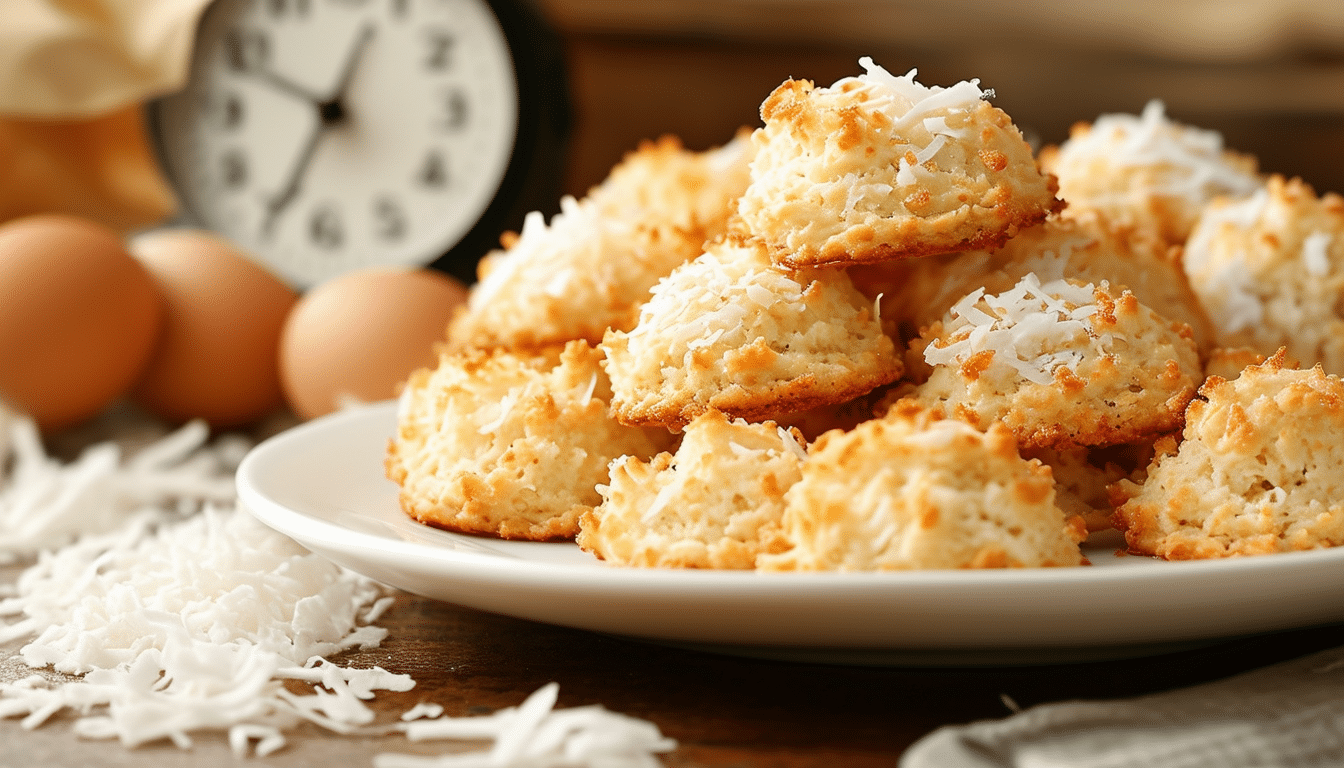 discover the secret to making mouth-watering coconut macaroons in just 20 minutes! this quick and easy recipe will have you enjoying these delightful treats in no time. perfect for last-minute desserts or sweet cravings!