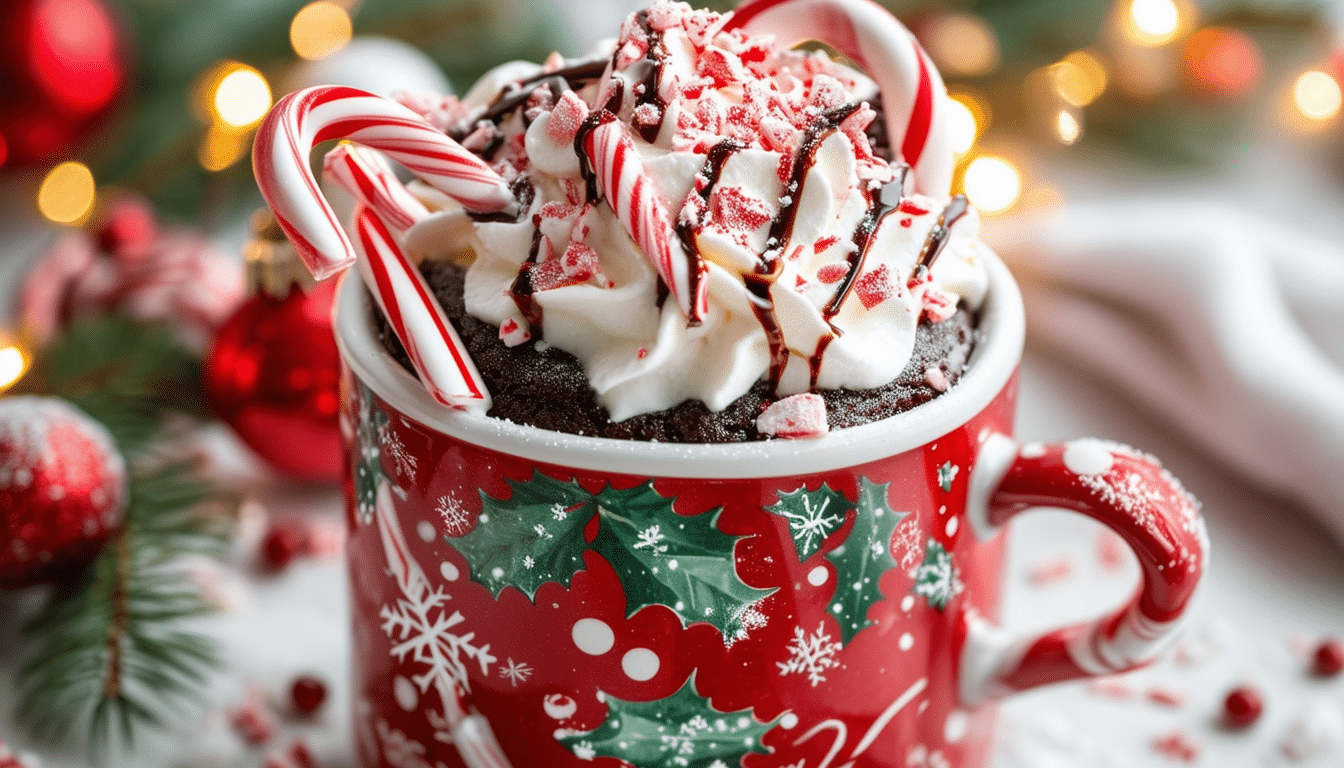 indulge in the festive spirit with our candy cane christmas mug cake! this delightful treat combines the classic flavors of peppermint and chocolate, perfect for a cozy holiday dessert. easy to make and ready in minutes, it's the ideal way to celebrate the season with a warm, sweet touch.