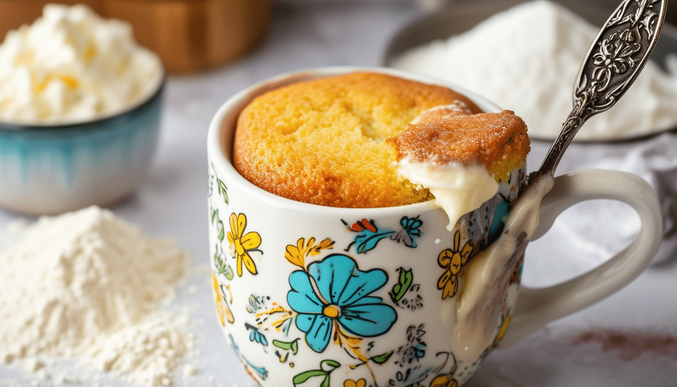 indulge in the delightful taste of a cheesecake anytime with our cheesecake flavored mug cake. this quick and easy recipe brings the creamy goodness of cheesecake to a single-serving mug cake, perfect for satisfying your sweet tooth in just minutes. treat yourself to a delicious dessert that's ready in a flash!
