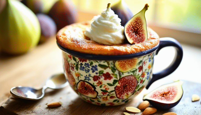 indulge in a deliciously quick and easy fast and fabulous fig mug cake! perfect for satisfying sweet cravings in minutes, this delectable dessert is packed with the rich flavor of figs and requires minimal ingredients. enjoy a homemade treat anytime with just a mug and a microwave!
