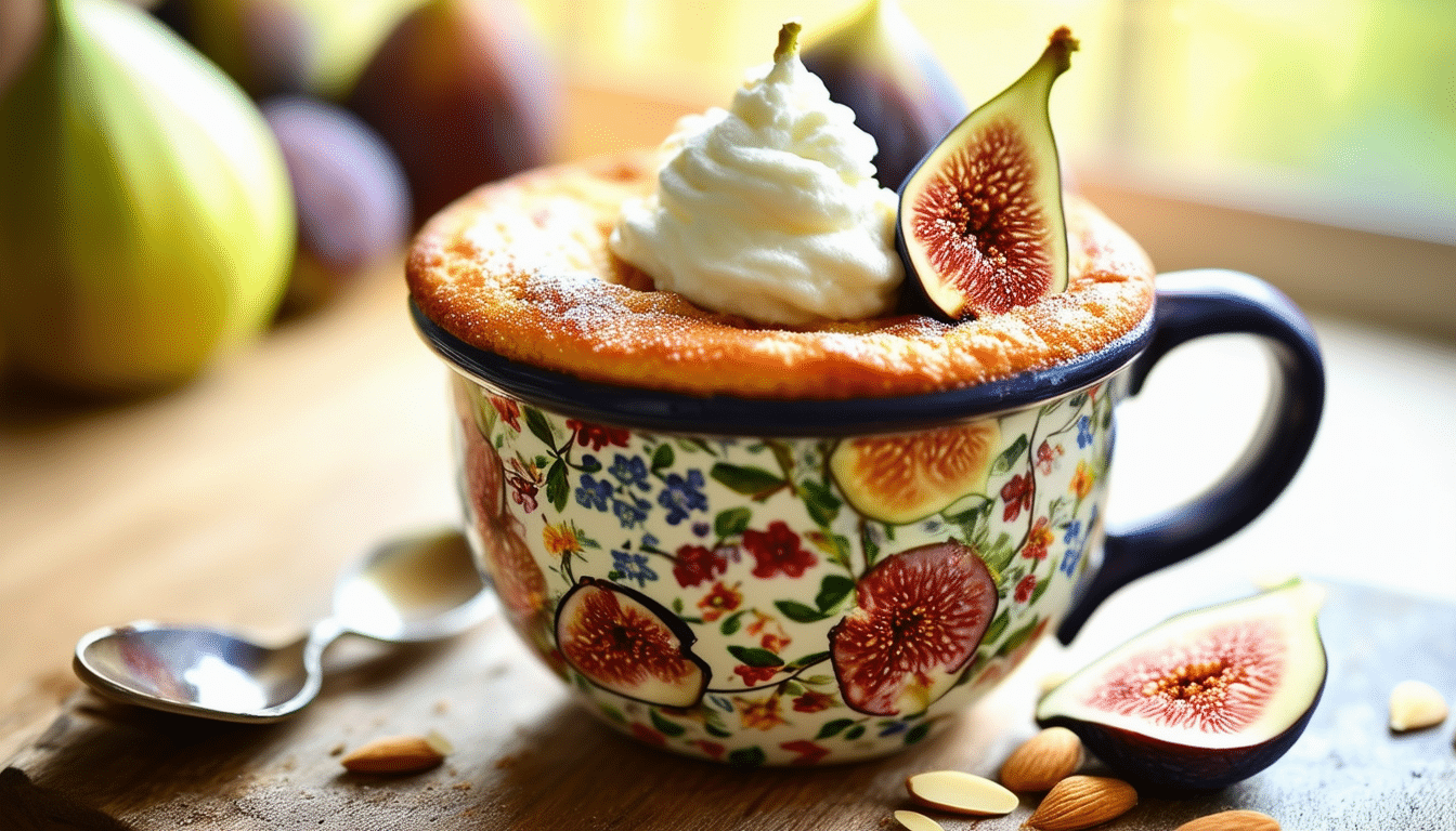 indulge in a deliciously quick and easy fast and fabulous fig mug cake! perfect for satisfying sweet cravings in minutes, this delectable dessert is packed with the rich flavor of figs and requires minimal ingredients. enjoy a homemade treat anytime with just a mug and a microwave!