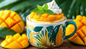 indulge in a tropical delight with our fresh mango paradise mug cake! this quick and easy recipe combines the sweetness of ripe mangoes with fluffy cake, perfect for a satisfying treat in just minutes. enjoy the taste of paradise in a mug!