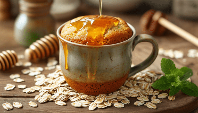 indulge in our delicious honey and oat mug cake – a quick and easy treat that combines the wholesome goodness of oats with the natural sweetness of honey. perfect for a warm, comforting dessert in minutes!
