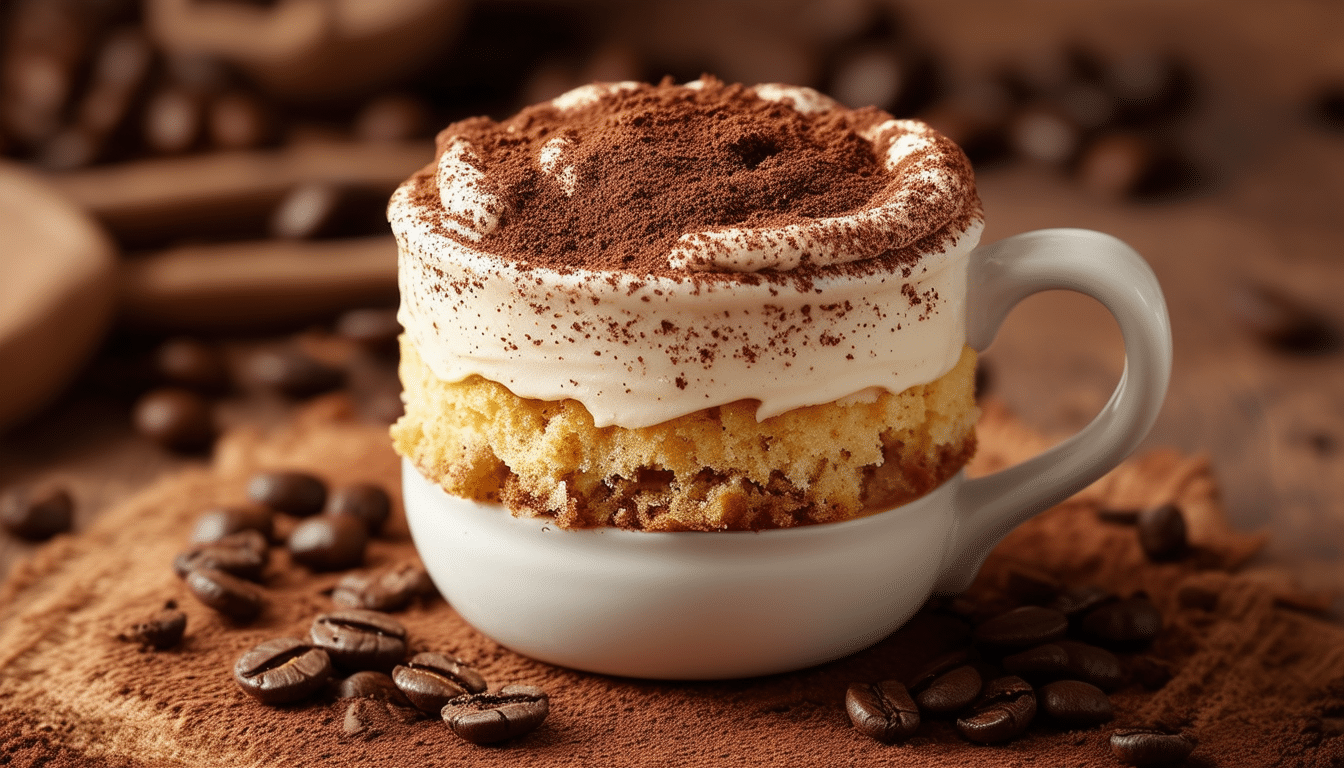 indulge in the delightful layers of our irresistible tiramisu mug cake. this quick and easy dessert combines the classic flavors of coffee, cocoa, and mascarpone in a single-serving treat that's perfect for any occasion. satisfy your sweet cravings in just minutes!